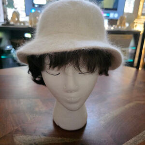 Women's Betmar Cream Angora Blend Bucket Hat One Size